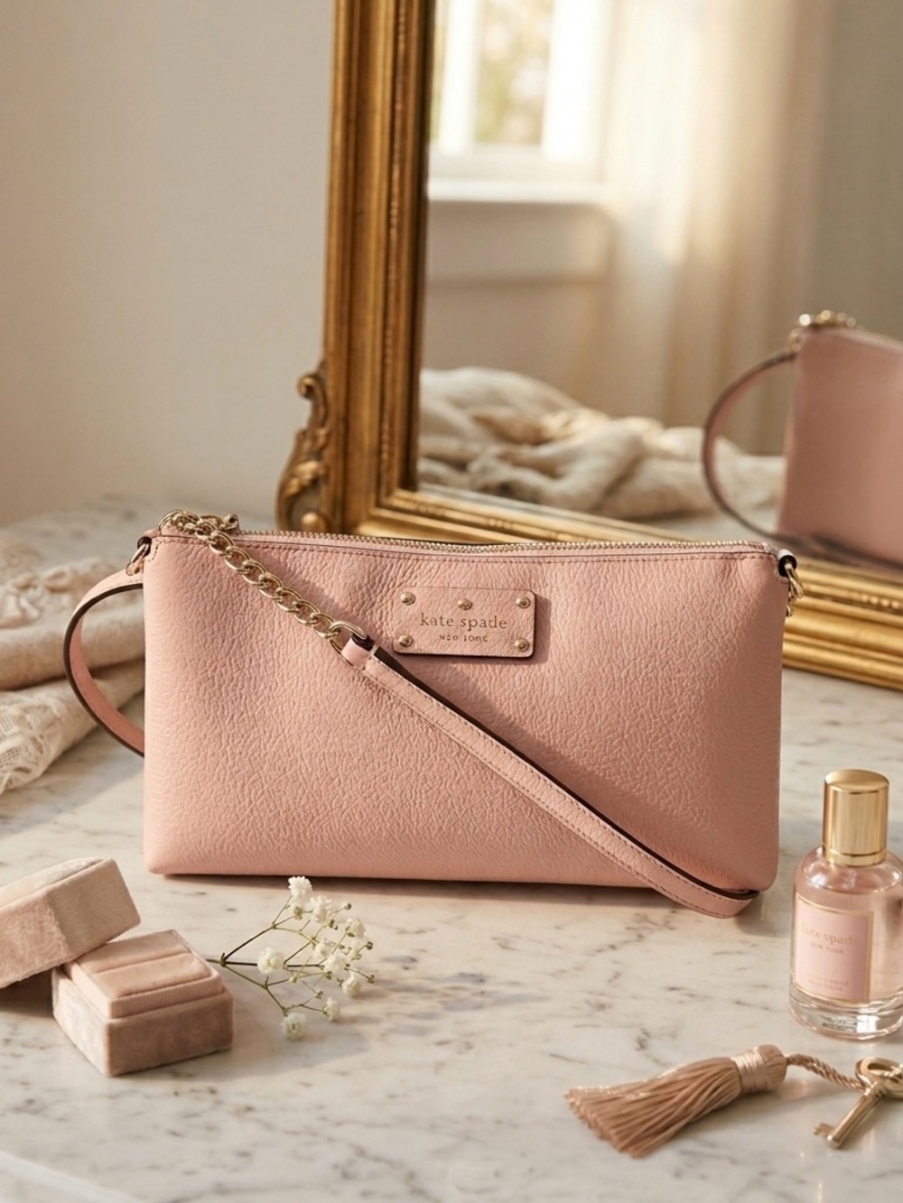 Kate Spade New York Declan Sawyer Street Crossbody Bag Purse Blush Pink